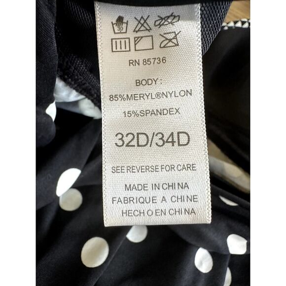 COCO REEF Women's Contrast Polka Dot Geometric Tankini Swim Top Black Size 32D - Picture 10 of 12